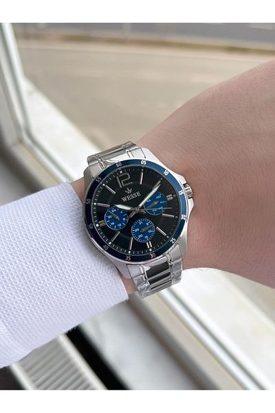 Wesse Steel Band Inner Functions Active 5 Atm Water Resistant Men's Wrist Watch Ew. 208806 -Ll
