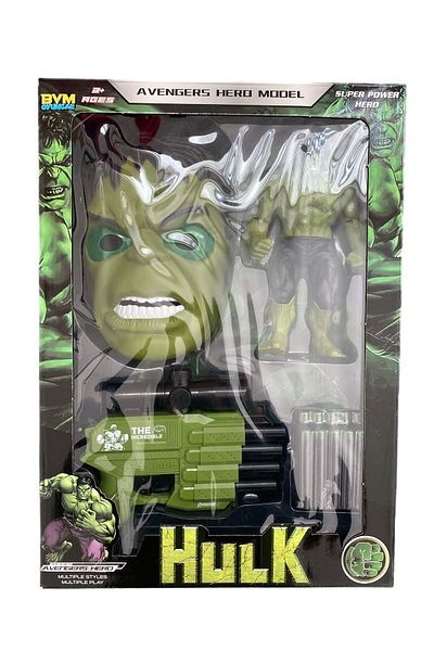 alpmodel Hulk Lighted Mask Lighted Figure Sponge Shooting Gun Set of 10 Bullets