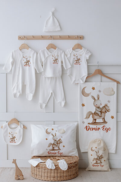 Astral Baby İsimli DemirEge %100 Organik Pamuk 12'li Hastane Çıkışı Tahta At ...