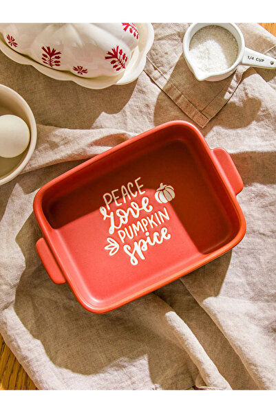 LC Waikiki New Season Lcw Home from Renkli̇mağazadan Mixed Writing Ba Printed Ceramic Oven Dish 21 cm