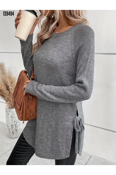 Kokosh moda Γυναικεία μπλούζα με στρογγυλή λαιμόκοψη μακρυμάνικη πλεκτή