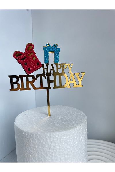Ege Pastacılık Happy Birthday Plexiglass Cake Decoration