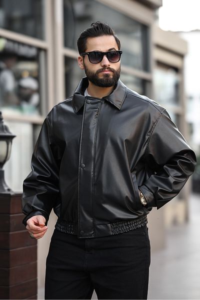BOYS MANS Мъжко кожено яке Oversize, унисекс яке