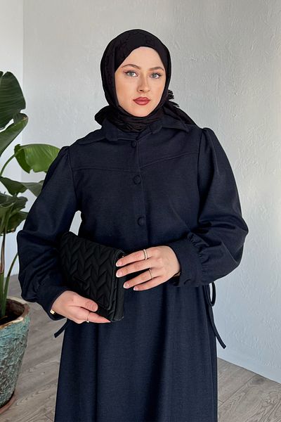 InStyle طقم سترة جيلي برباط جانبي باللون الأزرق الداكن