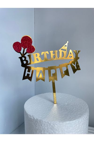 Ege Pastacılık Happy Birthday Plexiglass Cake Decoration