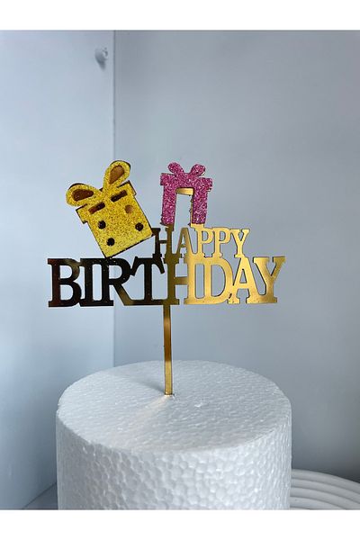 Ege Pastacılık Happy Birthday Plexiglass Cake Decoration