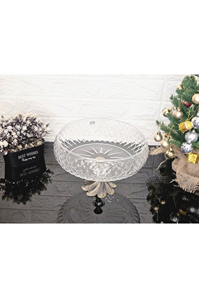 atabey home collection Lotus Crystal Large Size 28cm Square Cutout Decor Tumbled Foot Cage Salad Bowl