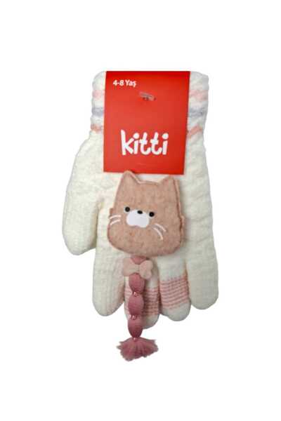 Kitti Spteks Kitti 4-8 Yaş Kız Çocuk Krem Renk Kedi Maskot Ve Figürlü Örme El...