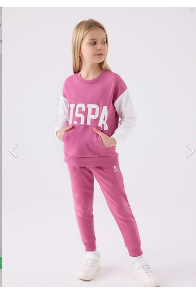 U.S. Polo Assn. Girl's Tracksuit Set with Raised Inside
