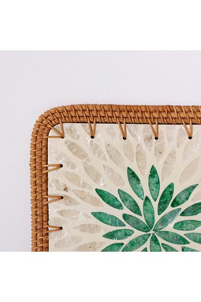 Mylamp Trivet perlat cu cadru din ratan de 23 cm - Placă sau decor de perete