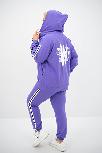 Koza Butik Σετ αθλητικής φόρμας με κουκούλα μεγάλου μεγέθους - Λεπτομέρεια τσέπης 8139-25