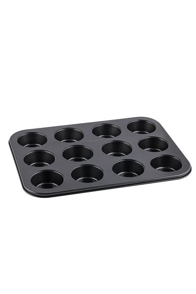 BETTY CROCKER Non-Stick Baking Muffin Pan 12 Cups & 60 Pieces Paper Cups 35Cm Grey