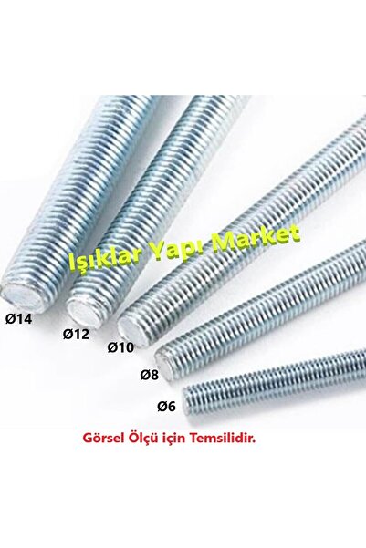 ece life Gijon Civata-Sonsuz Diş-Saplama,-Tij-Galvanizli-Metrik Ø14mm -1Metre (Pk./Ad.:1Adet)