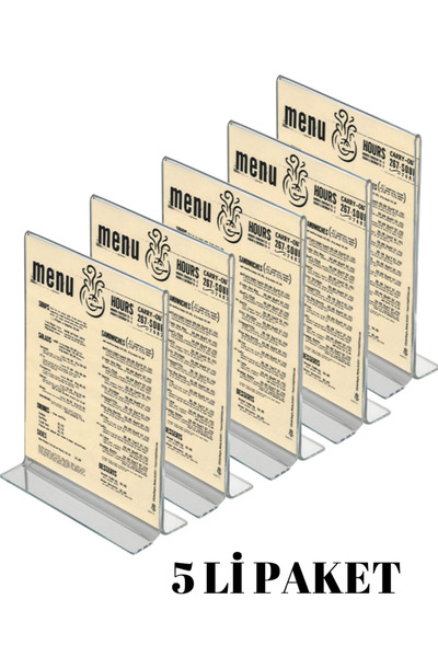 T Tipi Masaüstü Dikey Pleksi Föylük Broşürlük Fiyatlık 5li Paket (A4X210X297MM)