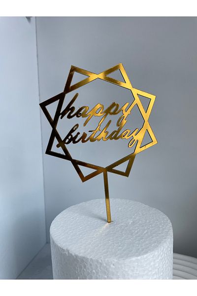 Ege Pastacılık Happy Birthday Plexiglass Cake Decoration