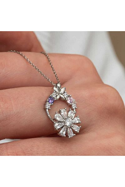 Skygo Silver White Spinning Flower Women's Necklace
