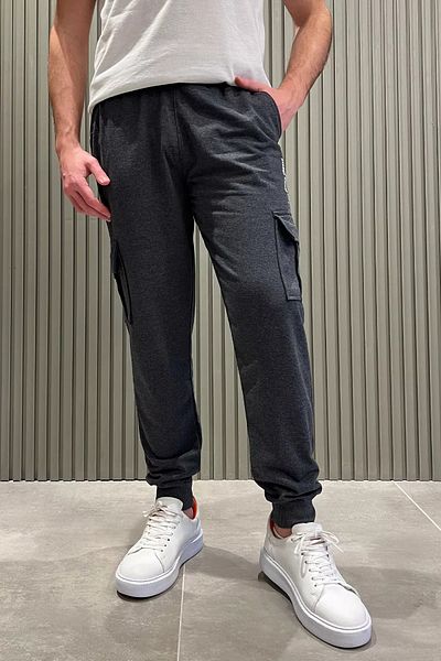 MİSHAR İTALİA Ανθρακί Πόδι Ribbed Cargo Pocket Jogger Sweatpants