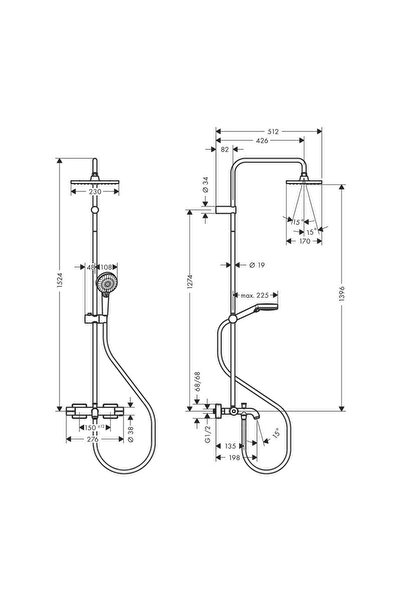 Hansgrohe Vernis Shape Duş Kolonu 230 1Jet Banyo Termostatı İle - 26284000