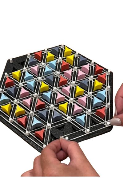 3D Brothers Triangle Triggle Board Game for 6 Players - Rubber Band Chain Triangle Chess Game