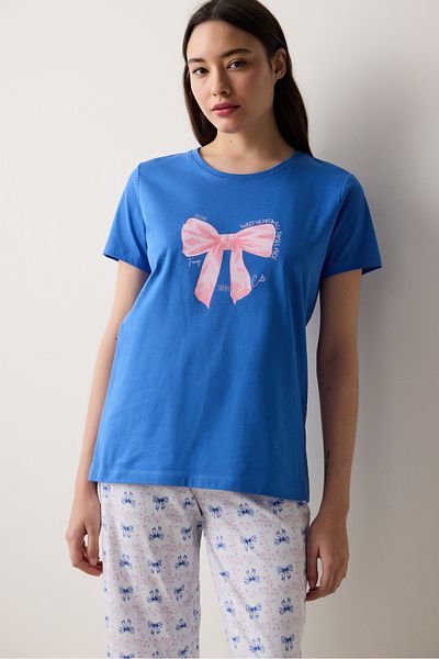Penti Set pijama albastru cu pantaloni Fancy Bows