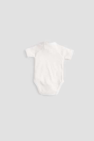 Little Gusto Ecru Short Sleeve Organic Cotton Double Breasted Bodysuit