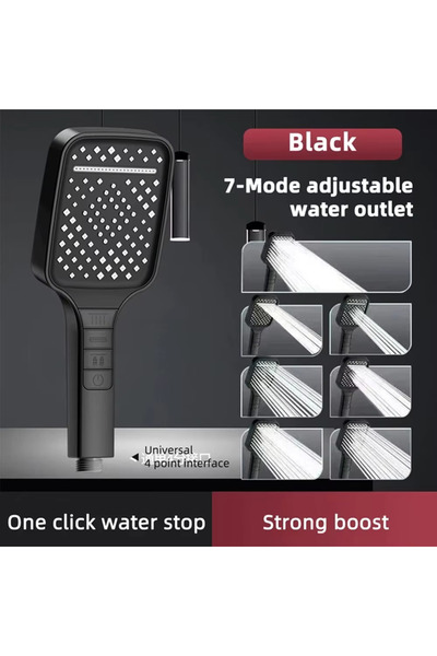 Mycl Siyah 7 Modlu Kare Yeni Nesil Duş Başlık