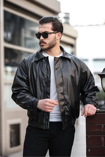 Boymen Unisex Vintage Oversize Ανδρικό Δερμάτινο Μπουφάν
