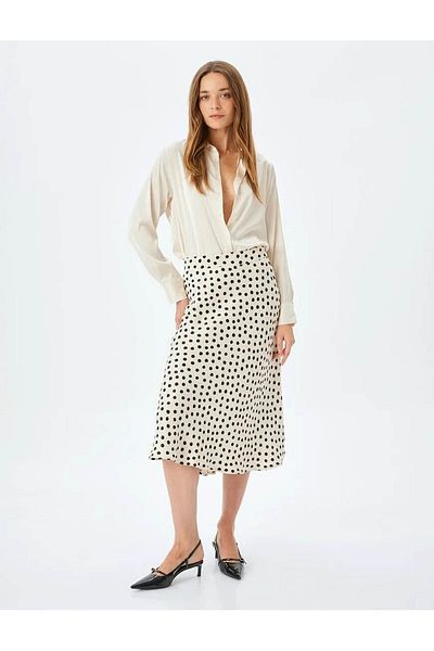 Koton Ecru Patterned Women's Skirt 5Sak70014Uw