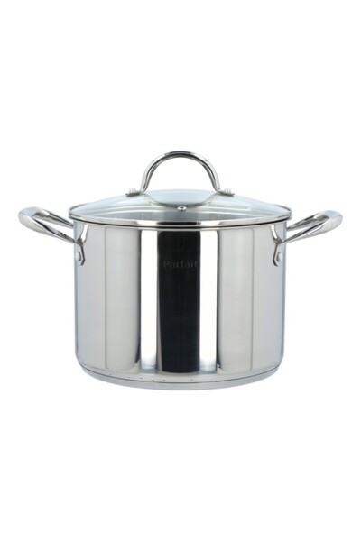 Parfait قدر طهي متين من الفولاذ المقاوم للصدأ بمقبض مريح مع غطاء 24 سم