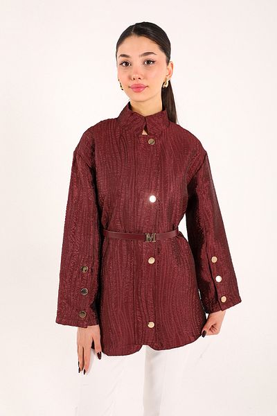 Melike Tatar Bordo Jacquard Snap Cap 32-2307