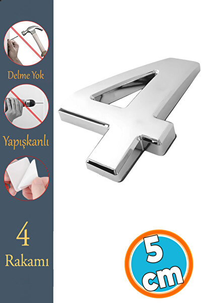 NZB Kapı Numarası Yapışkanlı Küçük Boy 50 mm 5 cm Numara 4 Rakam Dört Sayısı ...