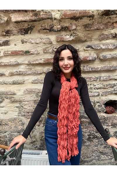 nehir eşarp Pleated Wave Shawl Solid Color 55 X 195 cm