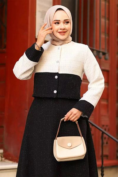 Swana Shiny Tweed Fabric Jacket Suit