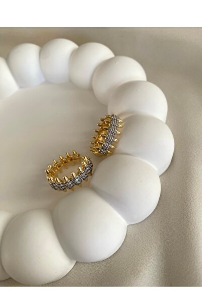 gaila design Zirkon Taşlı Ok Detaylı Altın Kaplama Küpe