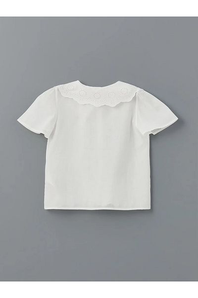 LC Waikiki Lcw Kids Ecru Baby Collar Scalloped Detailed Girl's Shirt