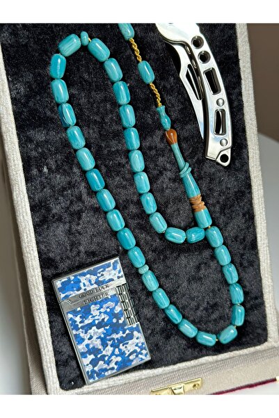 Kehribarstore Squeeze for Men's Gift - Katalin Amber Prayer Beads, Fitted Boxed Knife Lighter Set