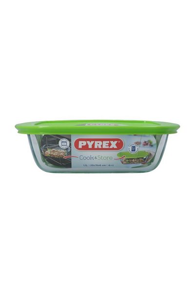 Pyrex طبق مستطيل مع غطاء