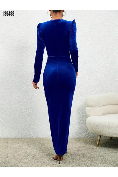 Kokosh moda Γυναικείο φόρεμα με μακρυμάνικο βελούδινο λαιμόκοψη