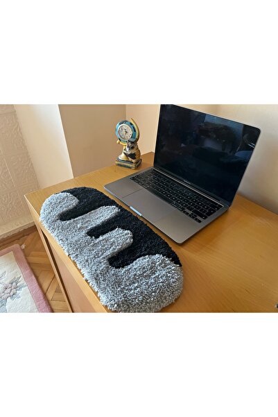 Drb Co Laptop Kol Desteği Halısı - Siyah Gri Klavye Halısı - Akrilik Yün Mini...