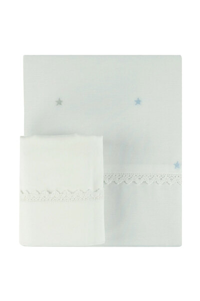 Bumble & Bird - غطاء لحاف وغطاء وسادة مطرز لسرير الأطفال - أزرق