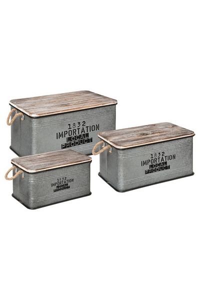 Atmosphera 3-Piece High Quality Vintage Design Local Storage Trunk Set