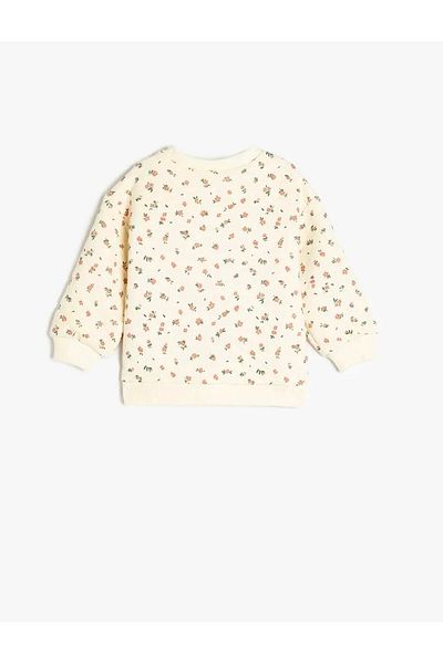 Koton Long Sleeve Crew Neck Cotton Blended Floral Sweatshirt
