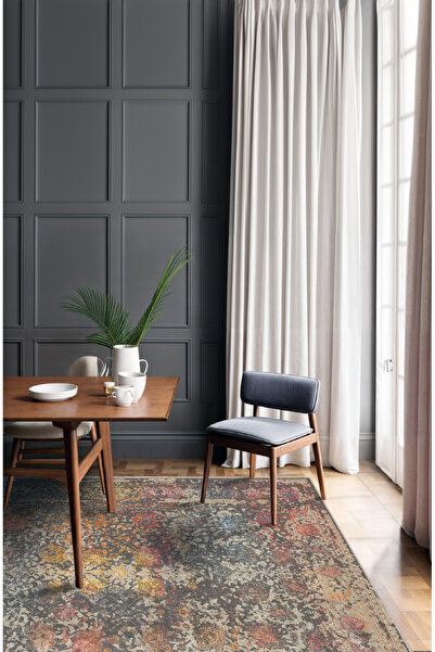 BigArts Home Otantik ve Canlı Desenli Vintage Dijital Şönil Halı - Yıkanabili...