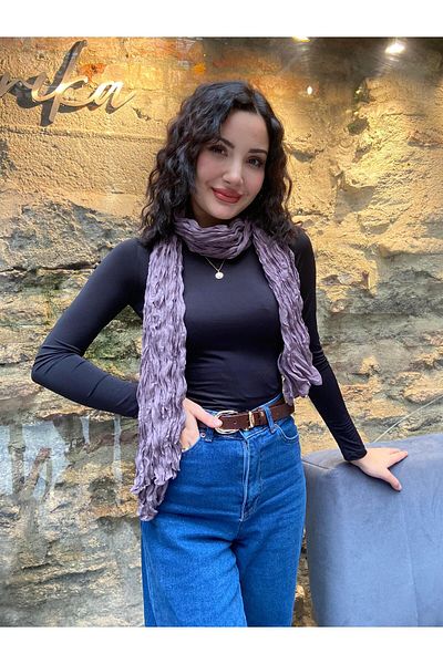 nehir eşarp Pleated Wave Shawl Solid Color 55 X 195 cm