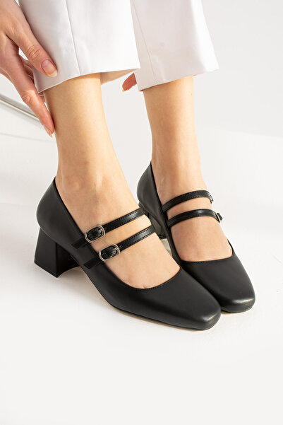 Güllü Shoes حذاء نسائي أسود بكعب منخفض - اختيار أنيق للمناسبات الكاجوال والمن...