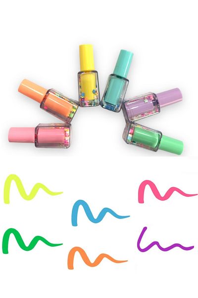 GLANCE Nail Polish Look Phosphorescent Neon Pen Set of 6