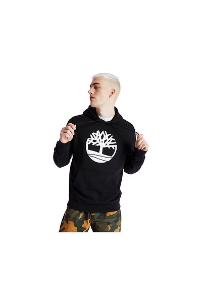 Timberland Мъжки ежедневни суитшърти - Core Tree Logo, суитшърт с качулка, черен TB0A2BJHN921