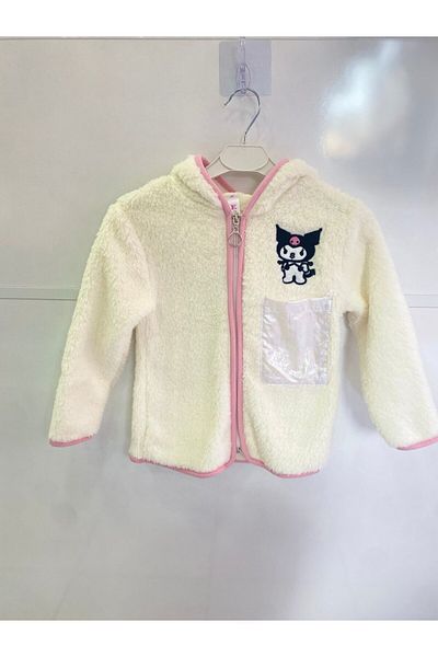 DUBAİ ÇOCUK Kuromi Model Hooded Plush Zippered Girl's Top Cardigan