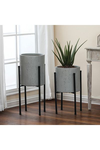 SERENE Durable and Easy Cleaning Cylindrical Planter with Stand