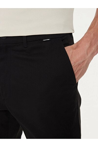Calvin Klein Erkek Ince Streç Twill Siyah Chino Pantolon
